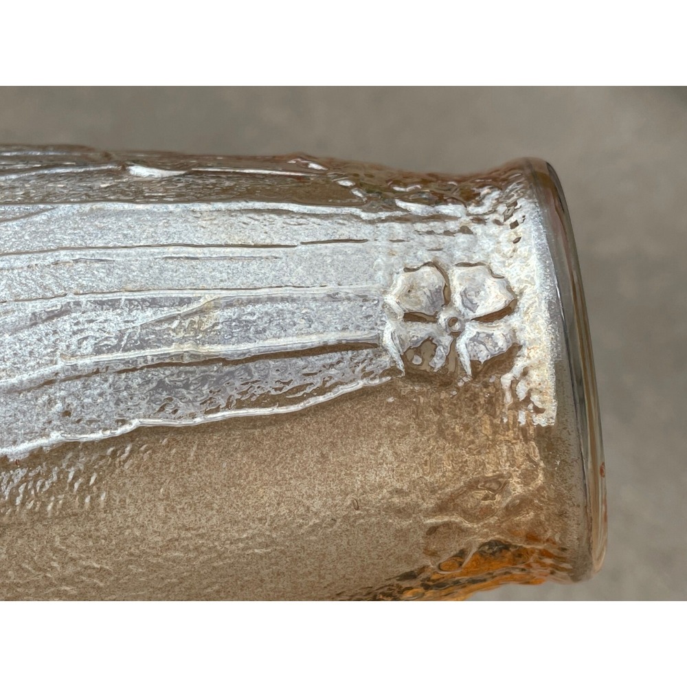 Merigold Carnival Glass Vase Stork Heron Cattails Flowers Iridescent Vintage - Picture 8 of 15